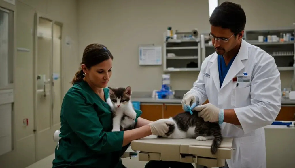 7 week old kitten receiving vaccinations