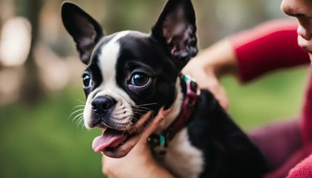 Boston Terrier Puppy Licking