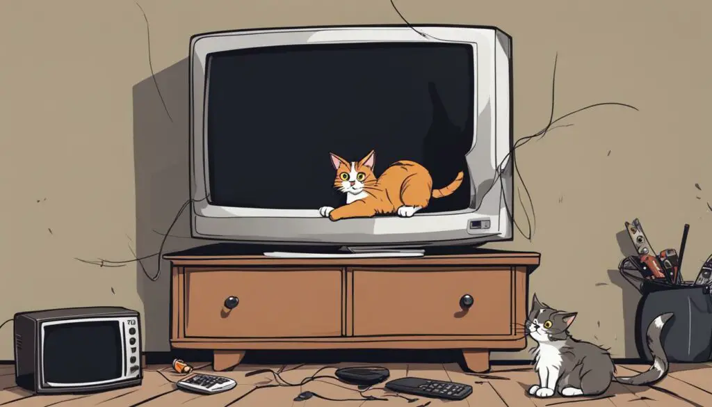 Cat destroys TV