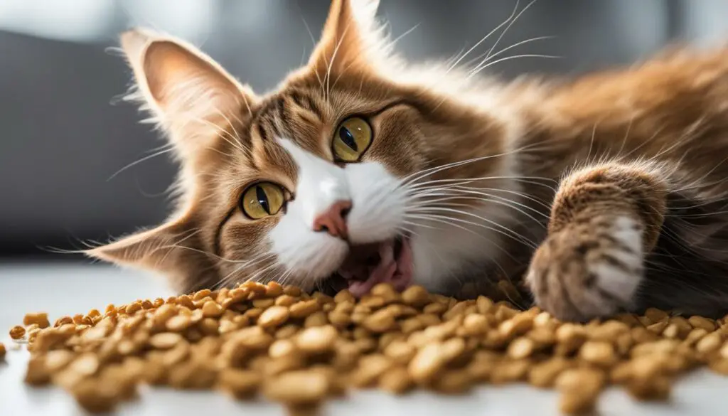 Cat eating dry food