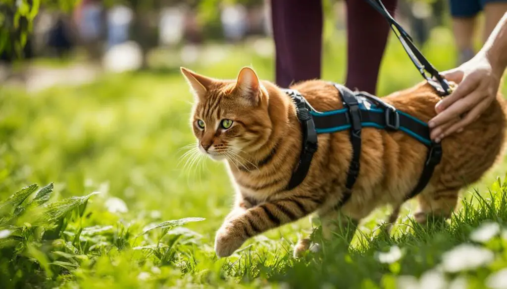 Cat walking in a park