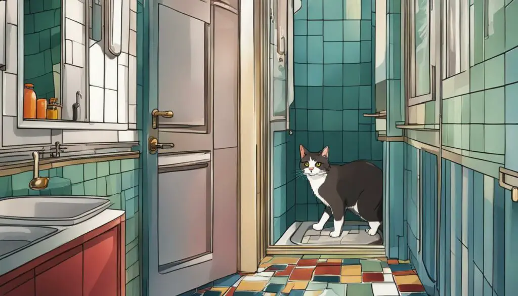 Cats meowing in the bathroom