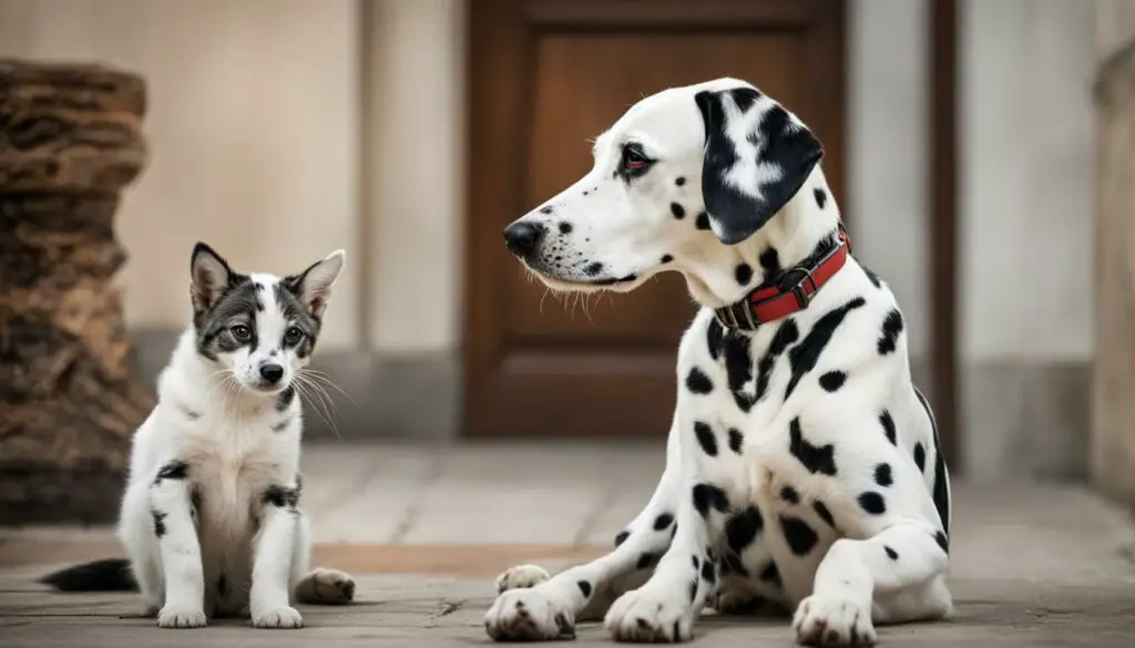 Dalmatian and cat together