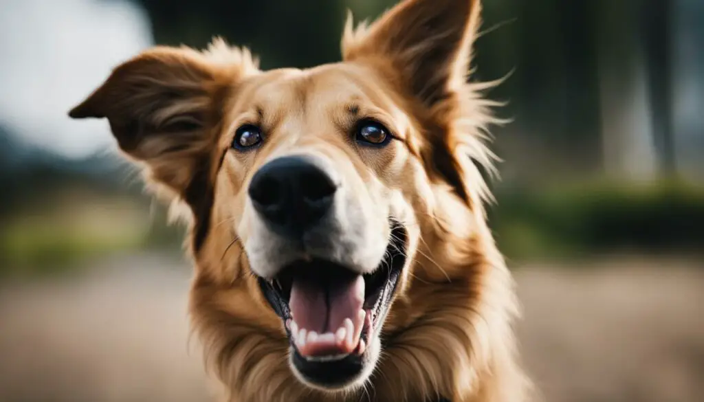 Dog yawning