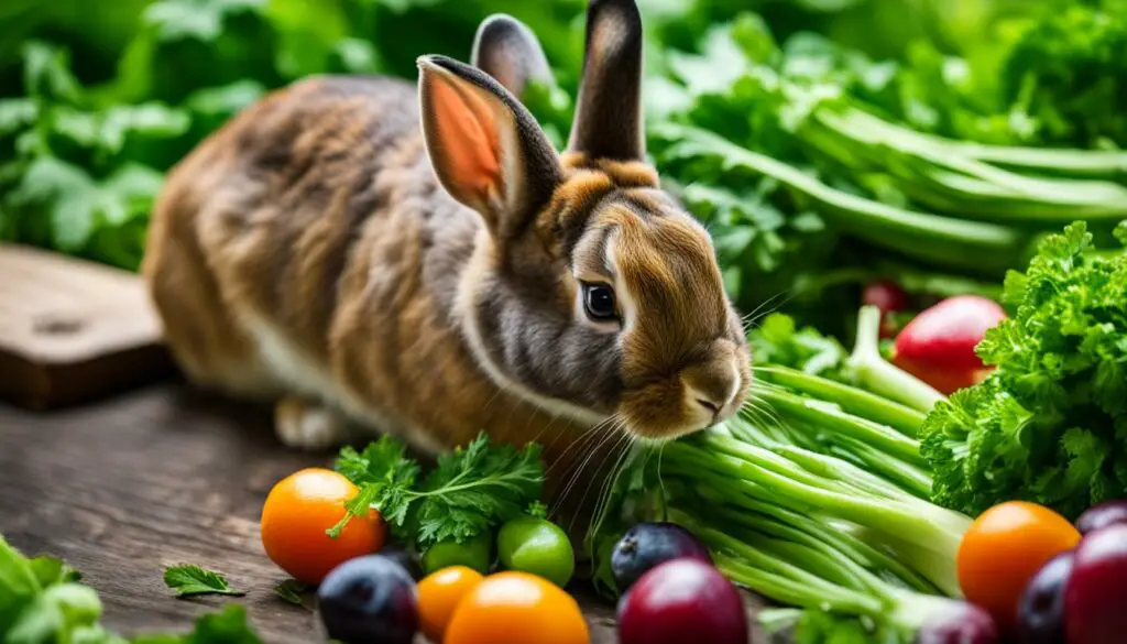 Feeding rabbits parsley