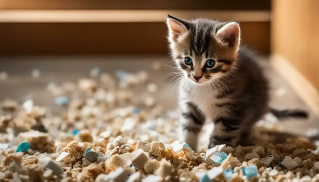 Kitten exploring litter