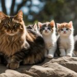 Male cat with kittens