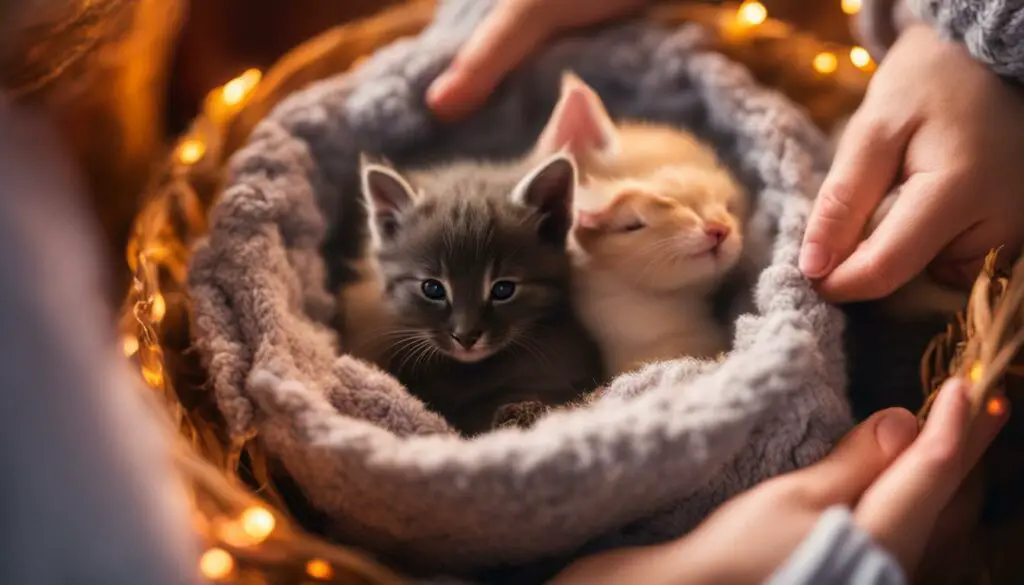 Providing warmth for newborn kittens