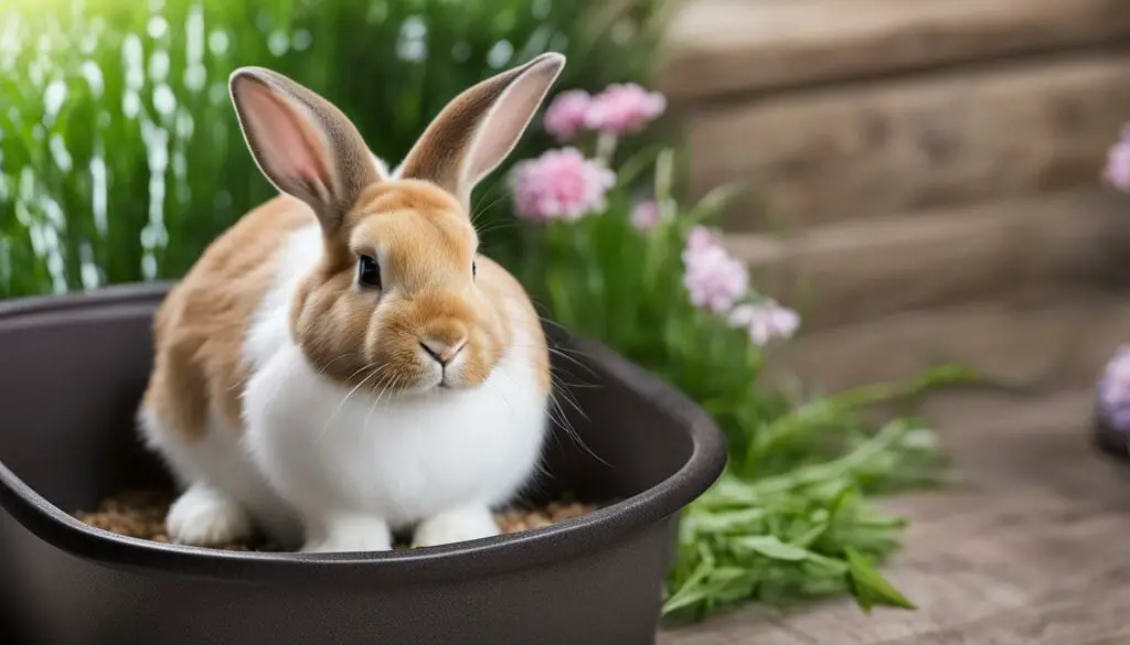 Rabbit in a litter box