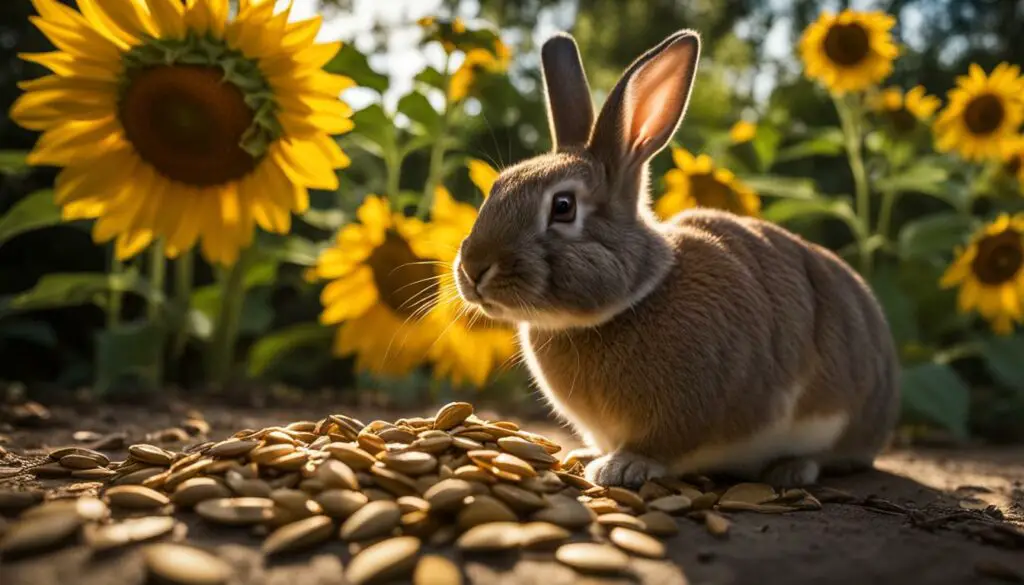 Rabbit with sunflower seeds