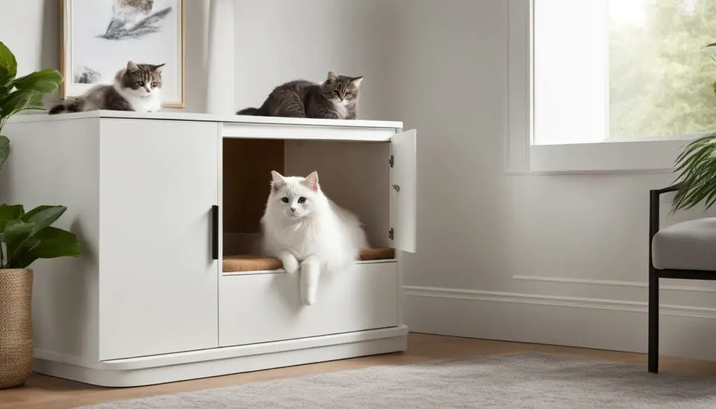 The Homebody House cabinet litter box conversion