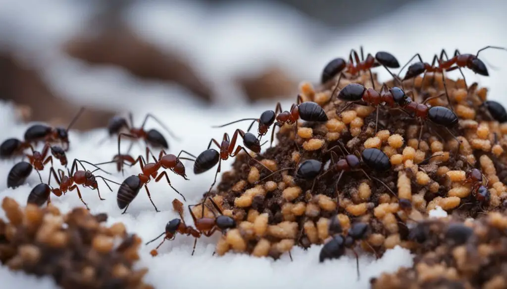 Winter ant feeding