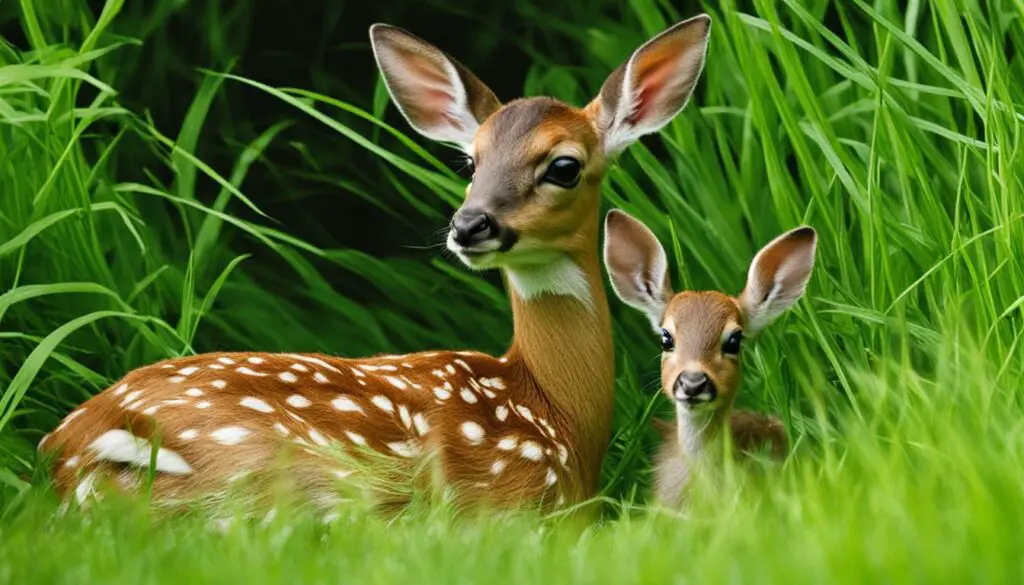 baby fawn in grass