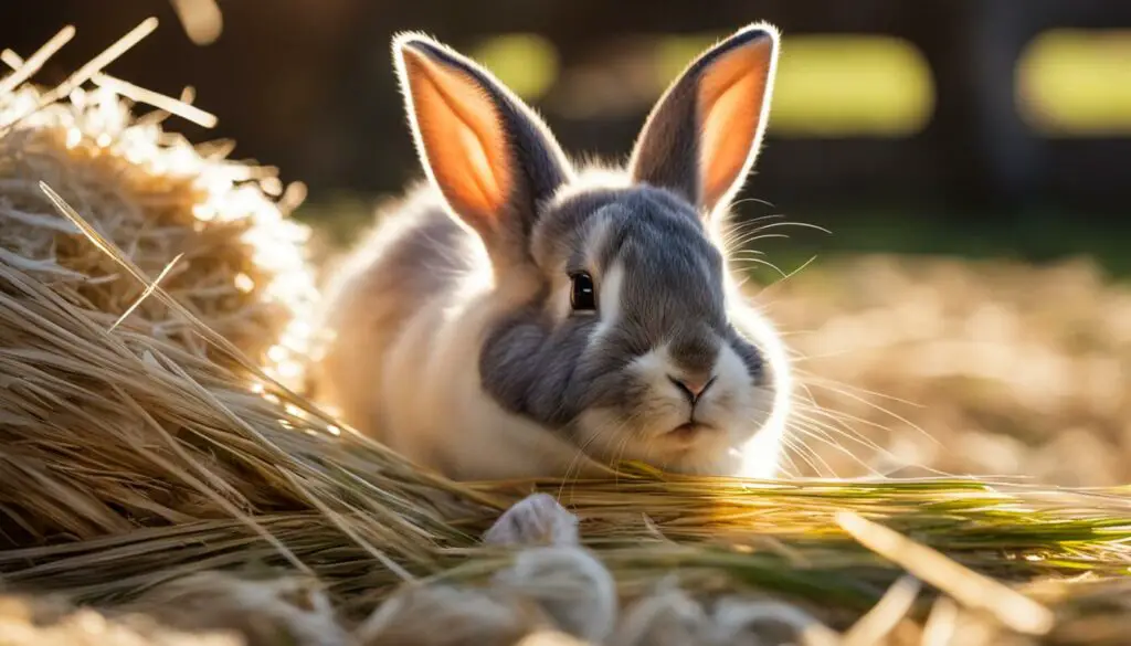 bunny eating hay