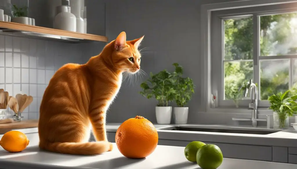 cat and citrus fruit