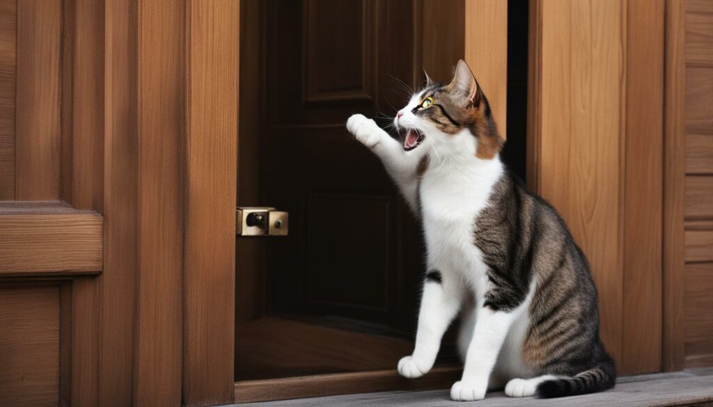 cat banging on door
