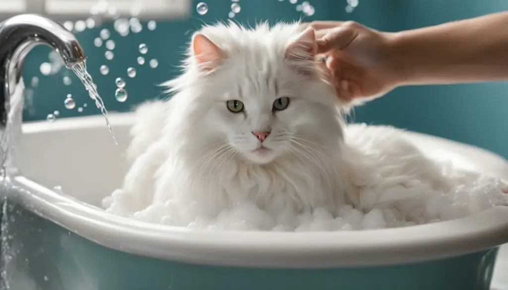 cat bathing