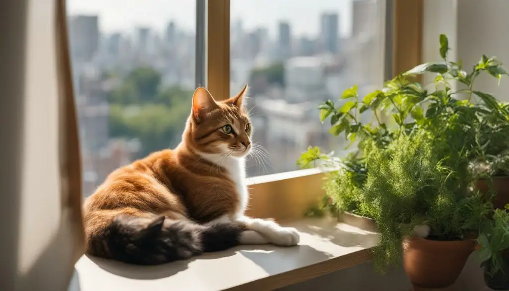 cat companionship in a small apartment