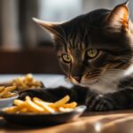 cat eating french fries