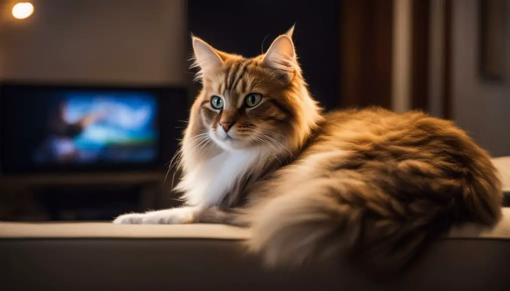 cat enjoying TV