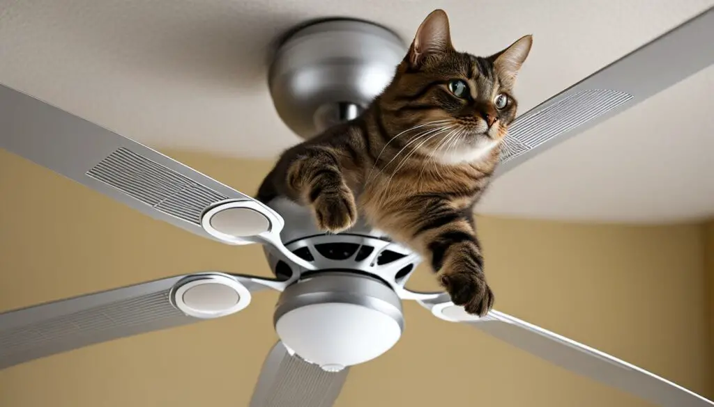 cat on spinning fan