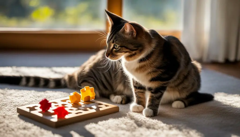 cat playing with a puzzle toy