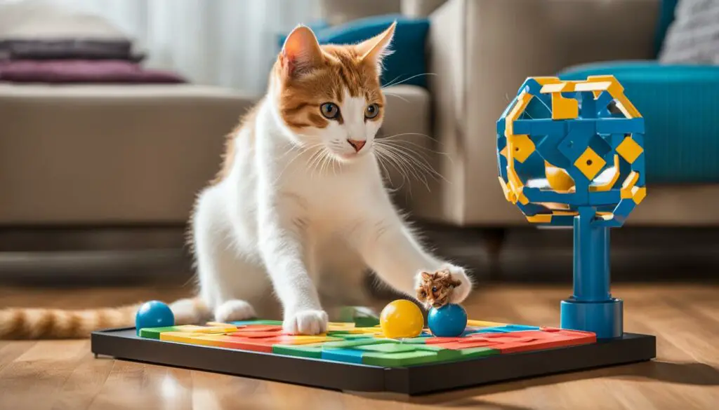 cat playing with interactive toy