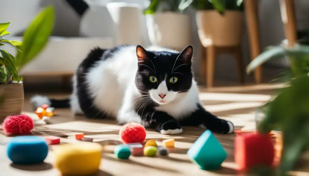cat playing with interactive toy