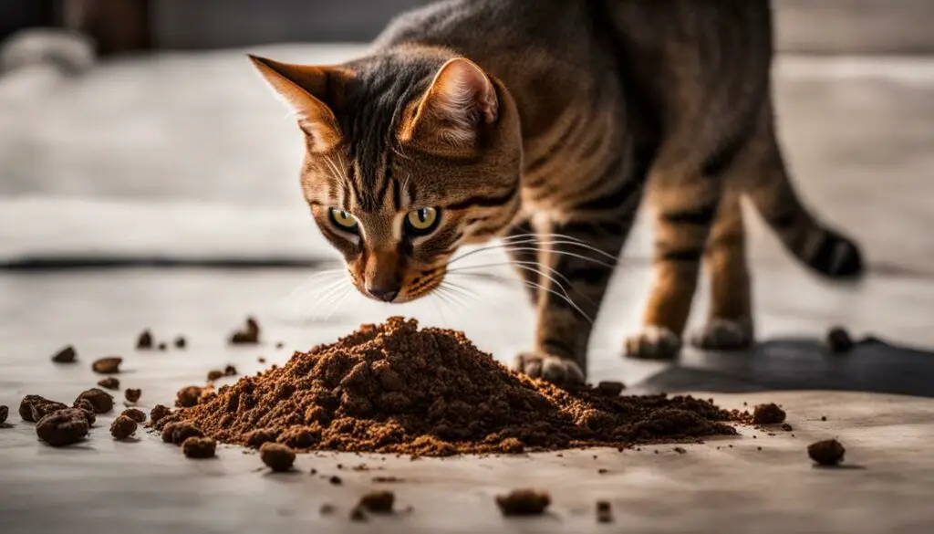 cat playing with poop