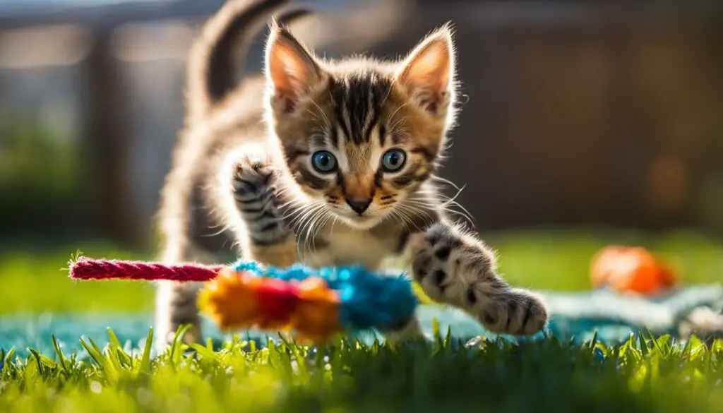 cat playing with string toy