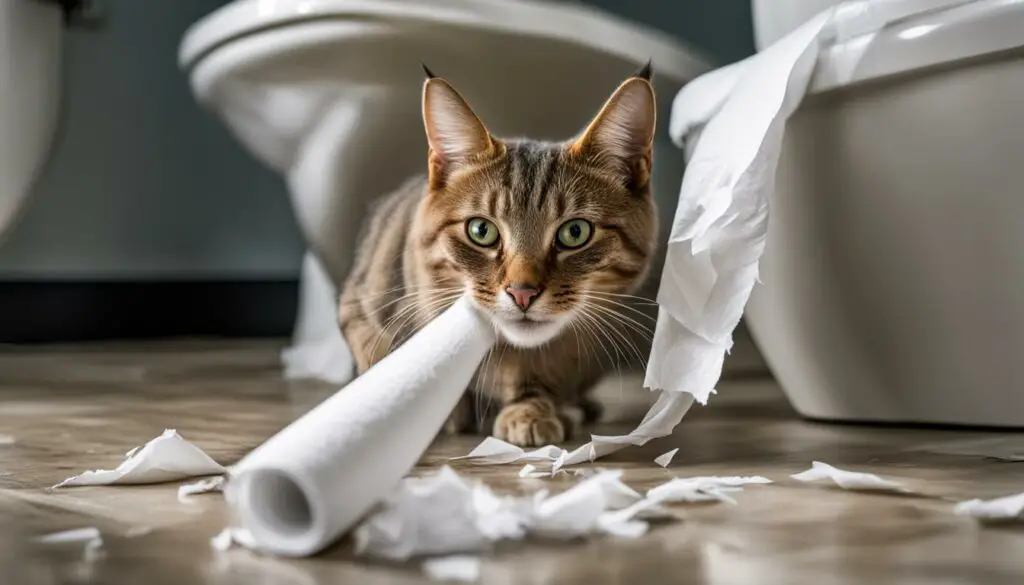cat playing with toilet paper