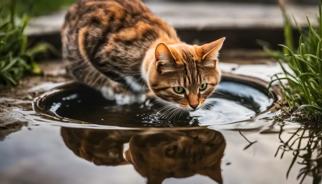 cat playing with water bowl