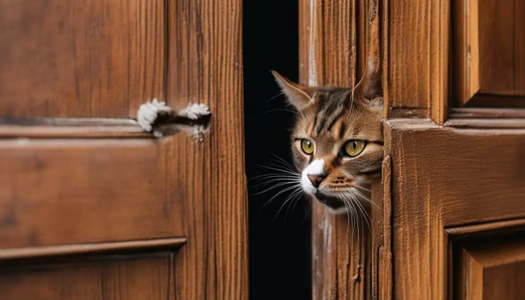 cat scratching a door