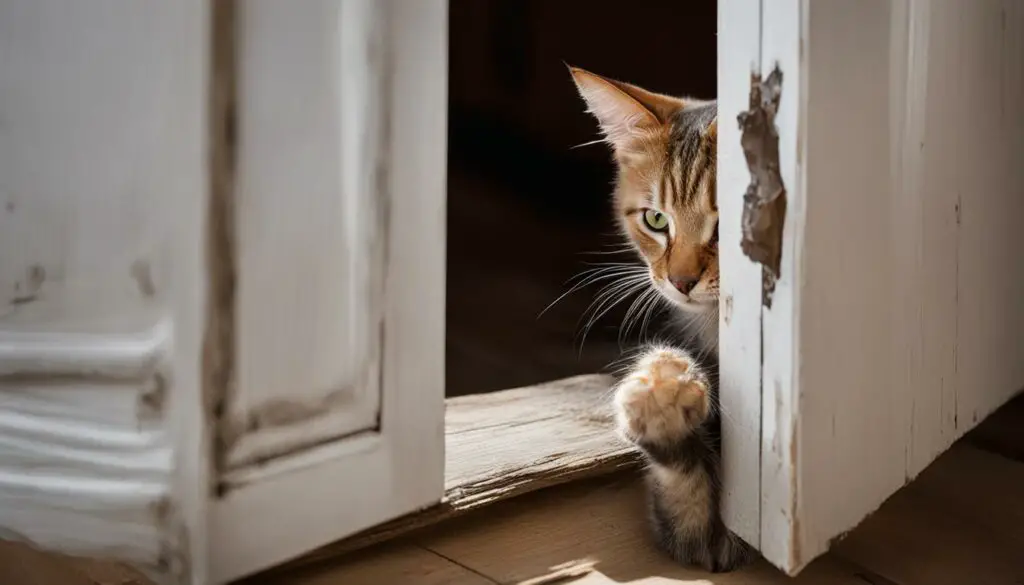 cat scratching door