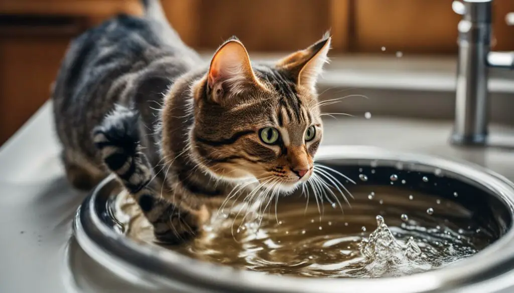 cat splashes water out of bowl