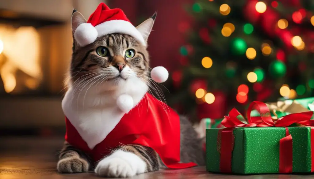cat with Christmas mask