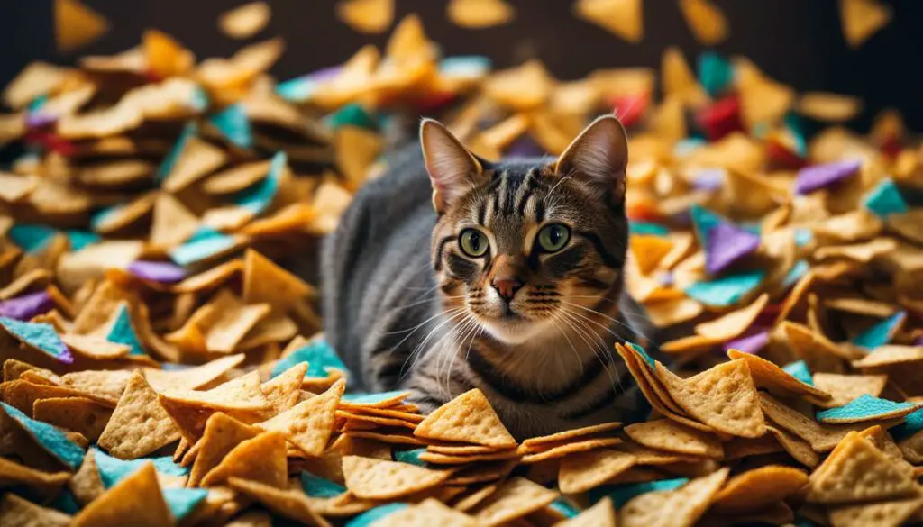 cat with tortilla chips