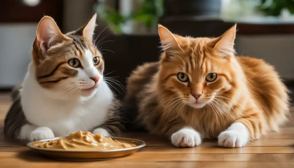 cats eating peanut butter