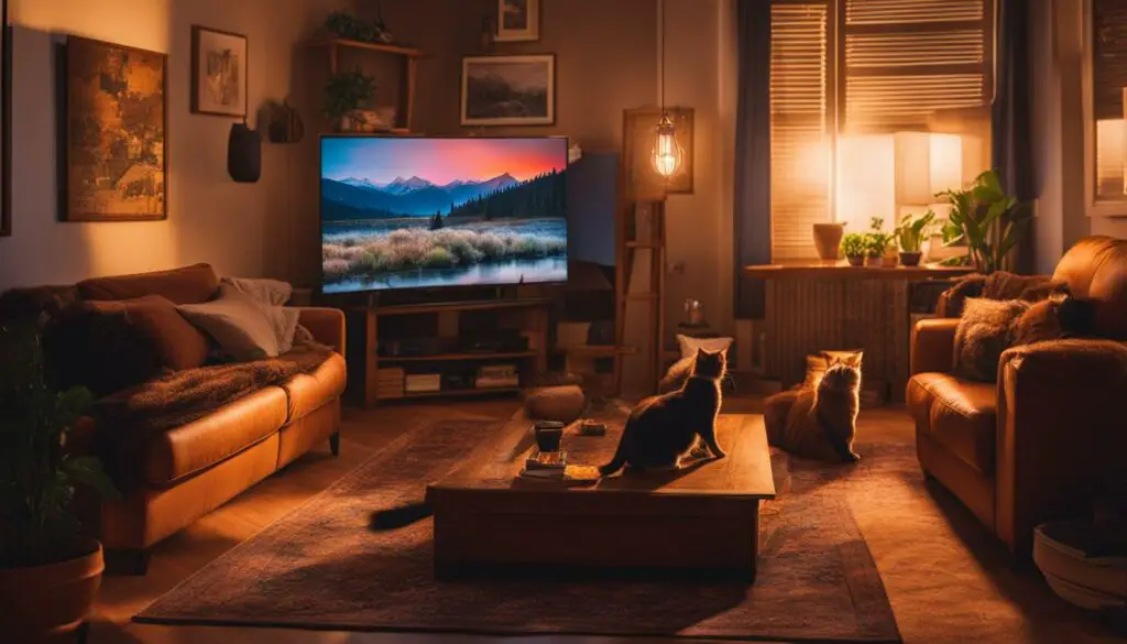 cats watching TV