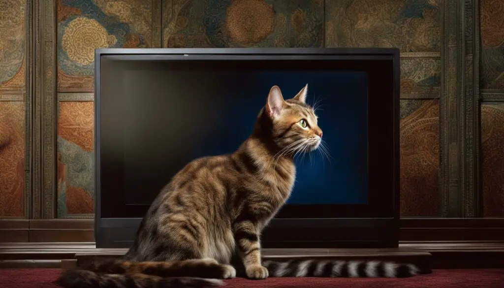 curious cat and tv watching