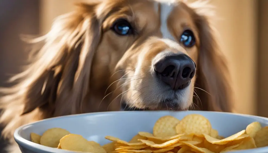 dog and potato chips