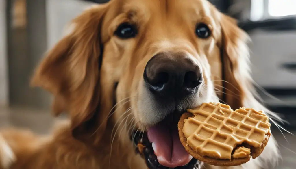 dog enjoying peanut butter