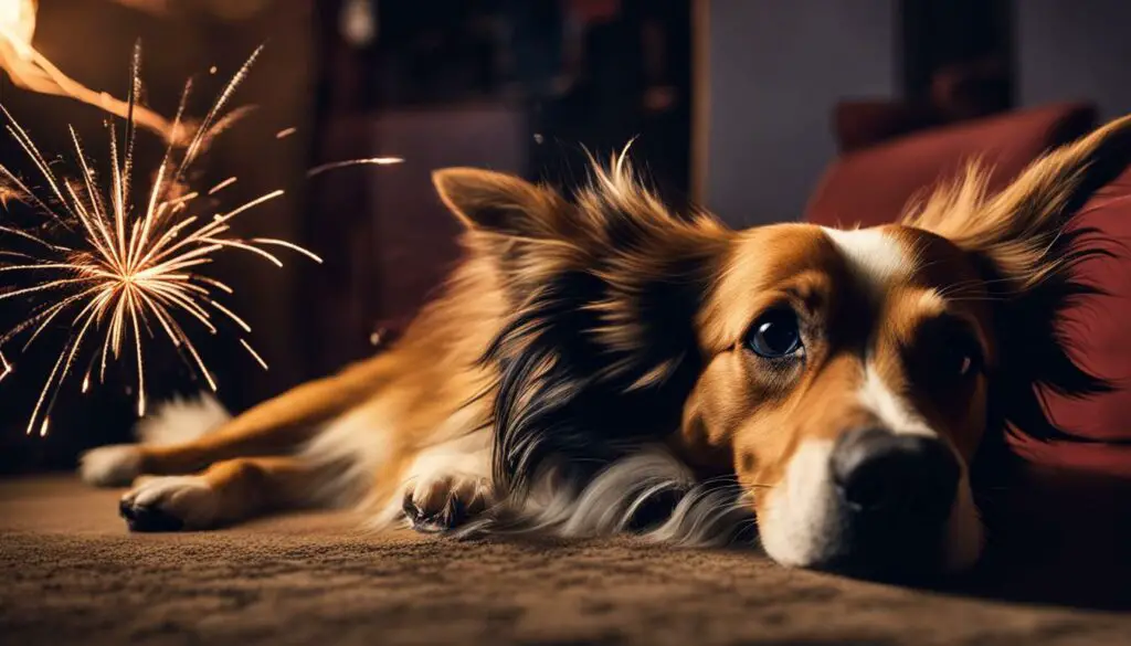 dogs afraid of fireworks