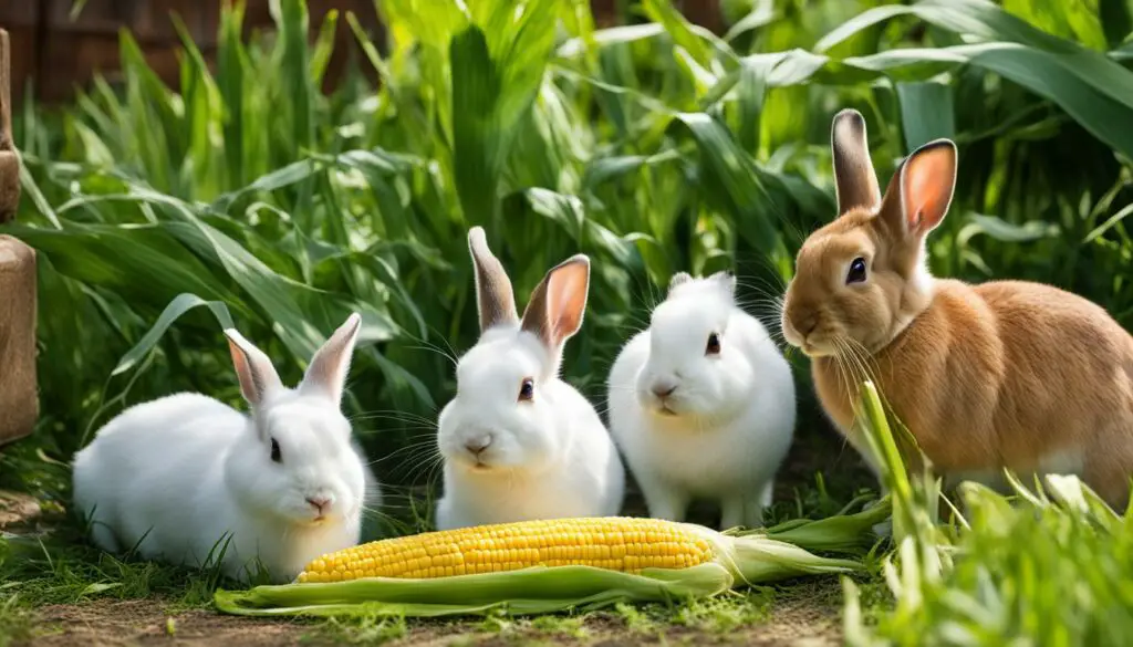 feeding corn to domestic rabbits