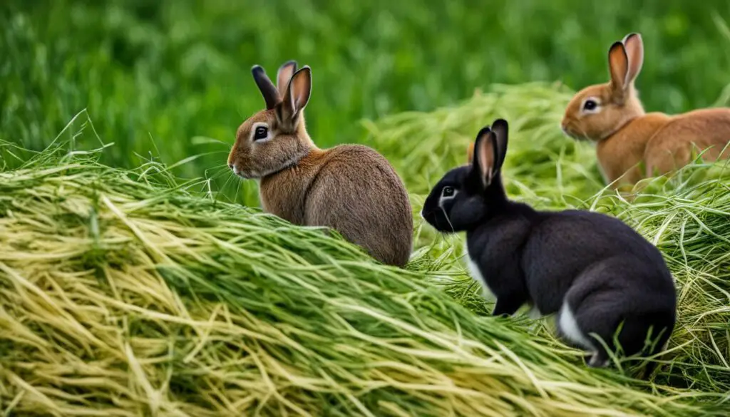 feeding rabbits hay