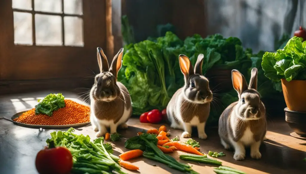 feeding rabbits vegetables and pellets