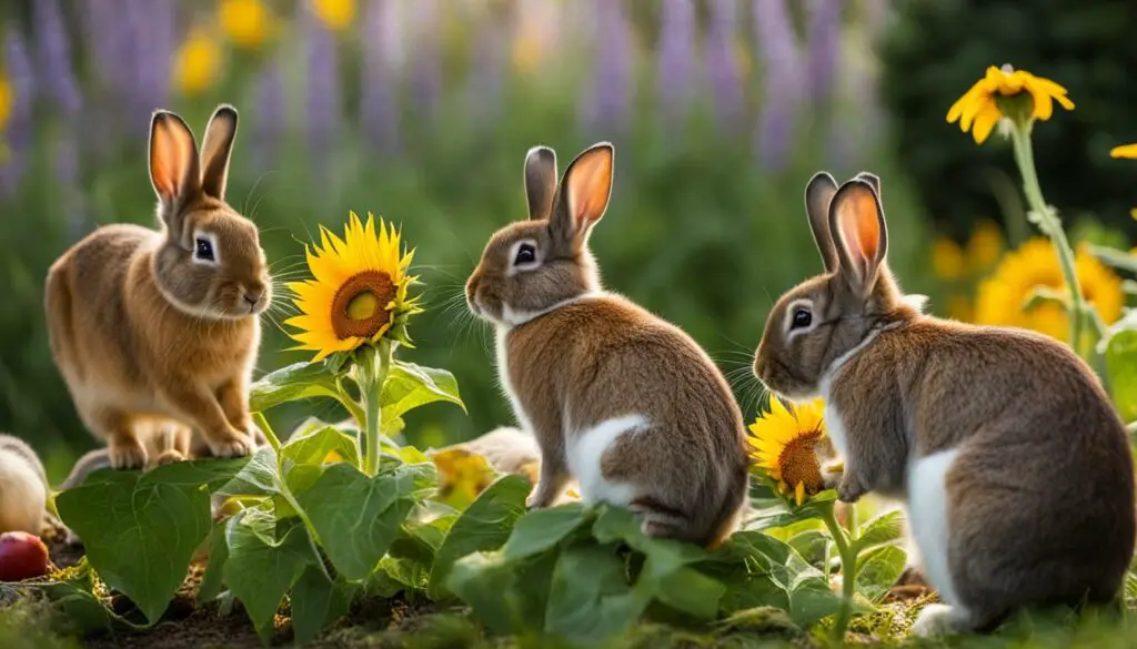 feeding sunflower seeds to rabbits