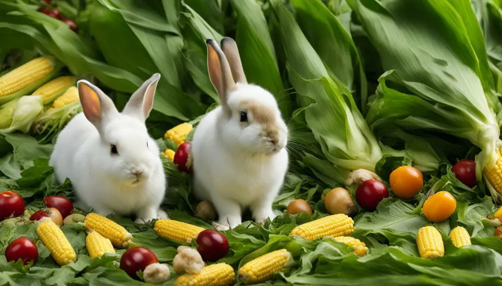 feeding sweet corn leaves to rabbits