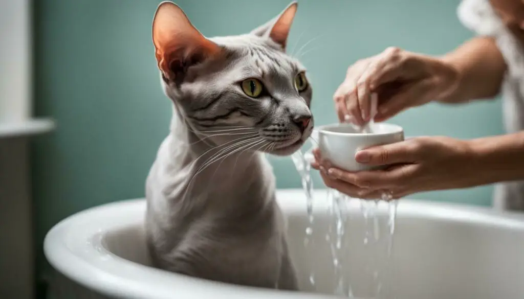 hairless cat bathing