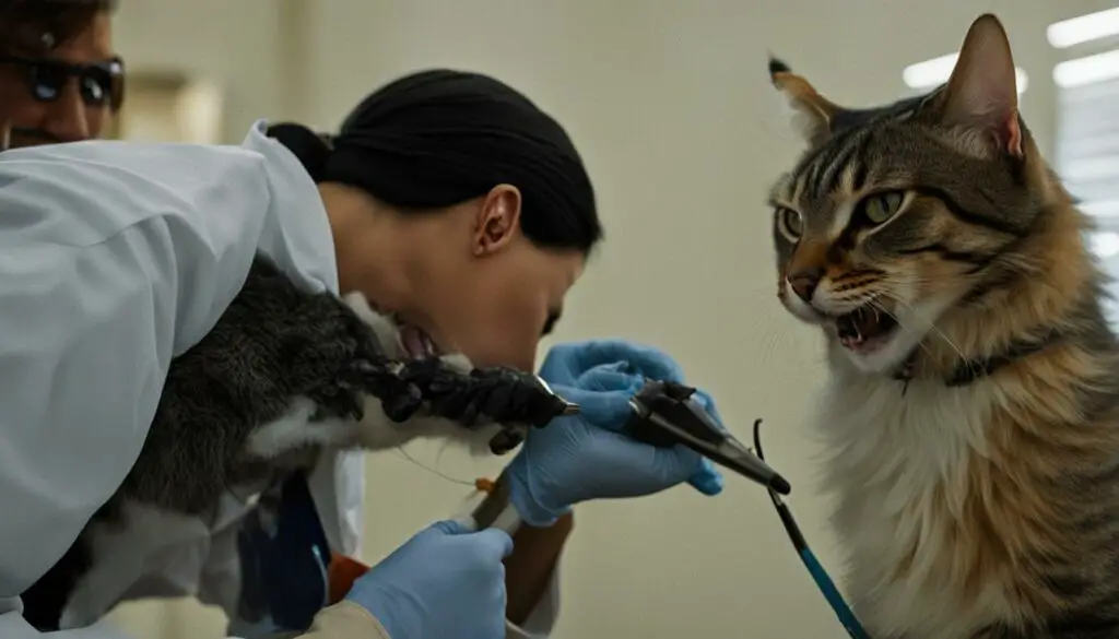 handling aggressive cat at vet